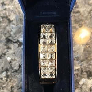 SWAROVSKI CRYSTAL Gold & Swarovski Crystal Women's Bangle Bracelet ..GORGEOUS